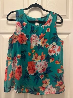 Papermoon Teal Floral Sleeveless Blouse